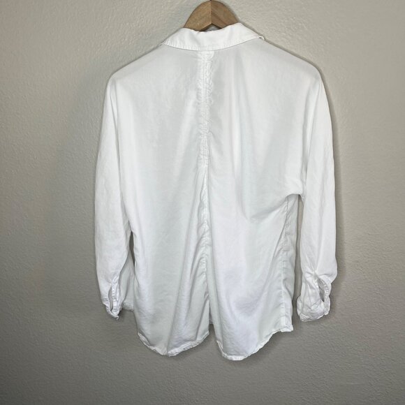 Cloth & Stone Anthropologie White Eyelet Trim Button-Up Woven Shirt L - Picture 8 of 9